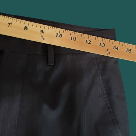 Royal Pinstripe Dress Pants Wool Blend  Formal Trousers BLk Size 30x40 - Picture 8 of 16